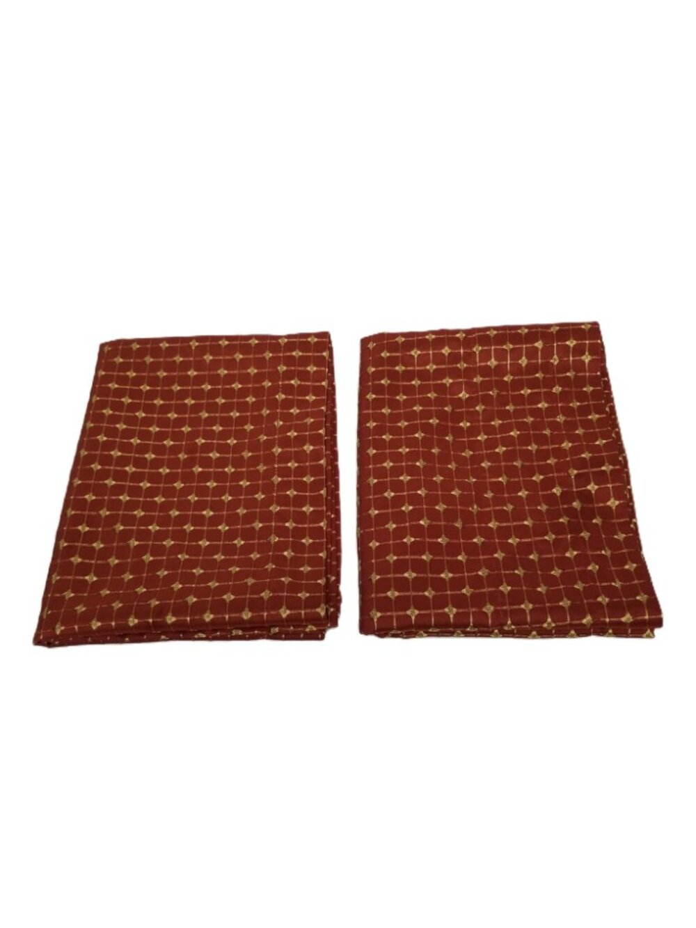 Set of 2 Veratex Rust Gold Embroidered Window Valance Lined Rod Pocket Geometric